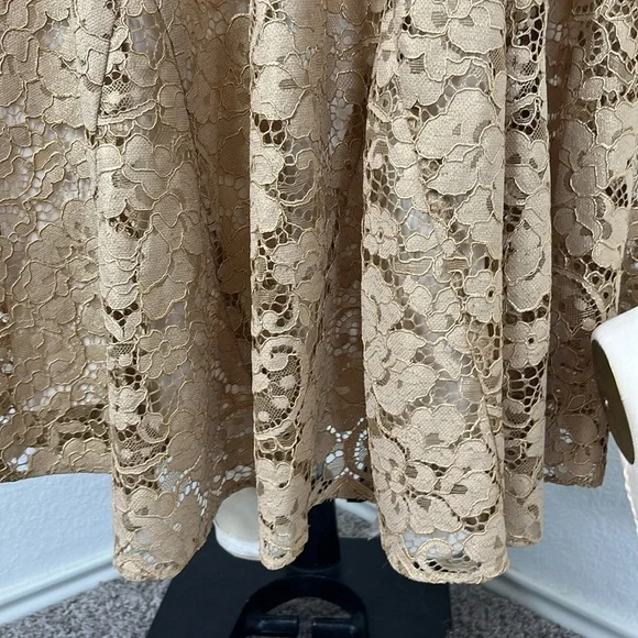 Lilly Pulitzer Aubrianna Strapless Gold Metallic Lace Floral Sweethea Midi Dress - Picture 4 of 13